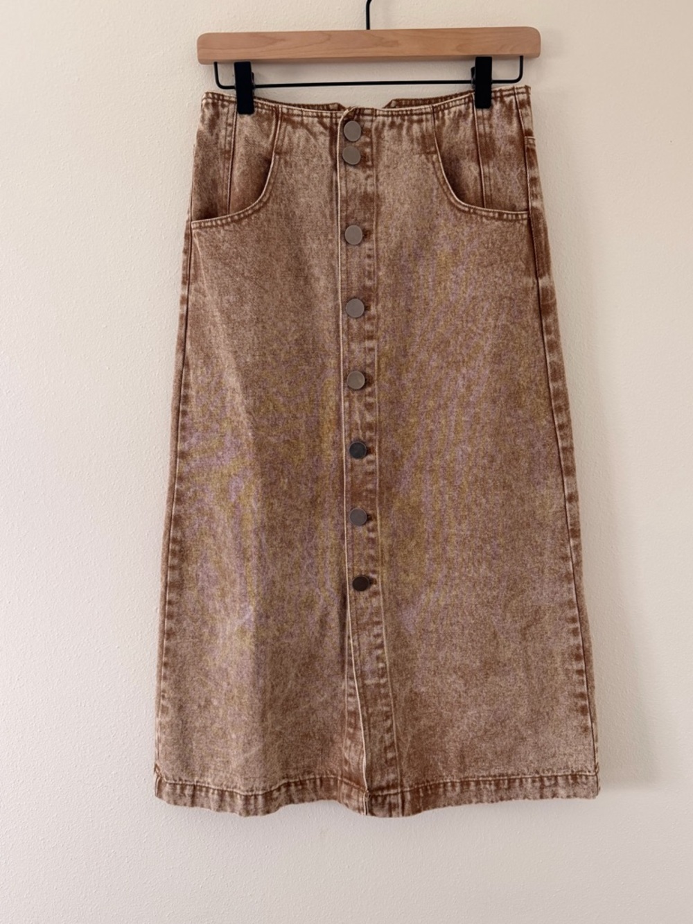 NWT- SoMe Steph Mineral Button Front Midi Denim Skirt size small - Picture 5 of 11